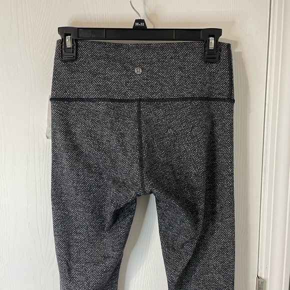 Lululemon Wunder Under Heathered Herringbone Black Leggings Women Size 4 - Picture 6 of 9